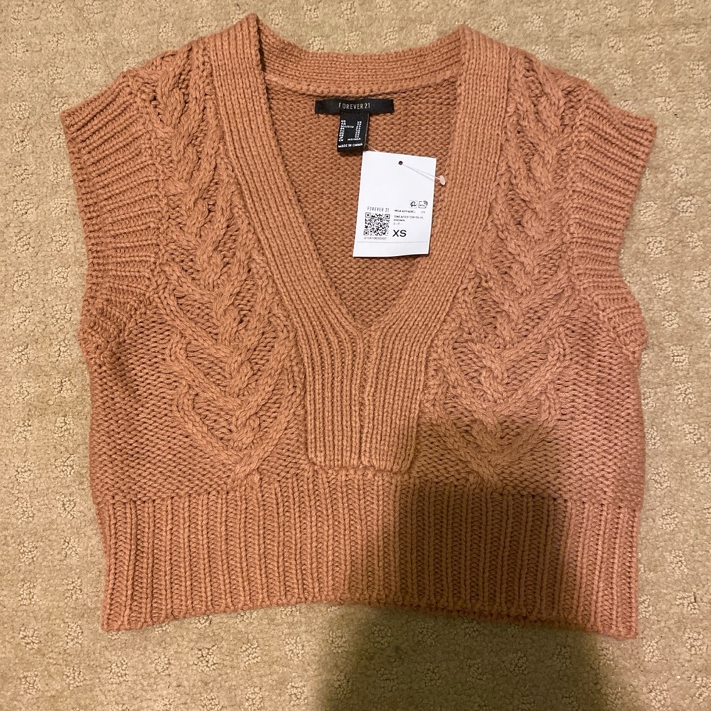 Forever 21 Brown Knit Sweater Vest